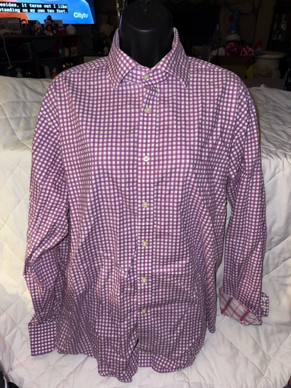Taylorbyrd Signature Gingham Flip Cuff Design Long Sleeve Shirt
